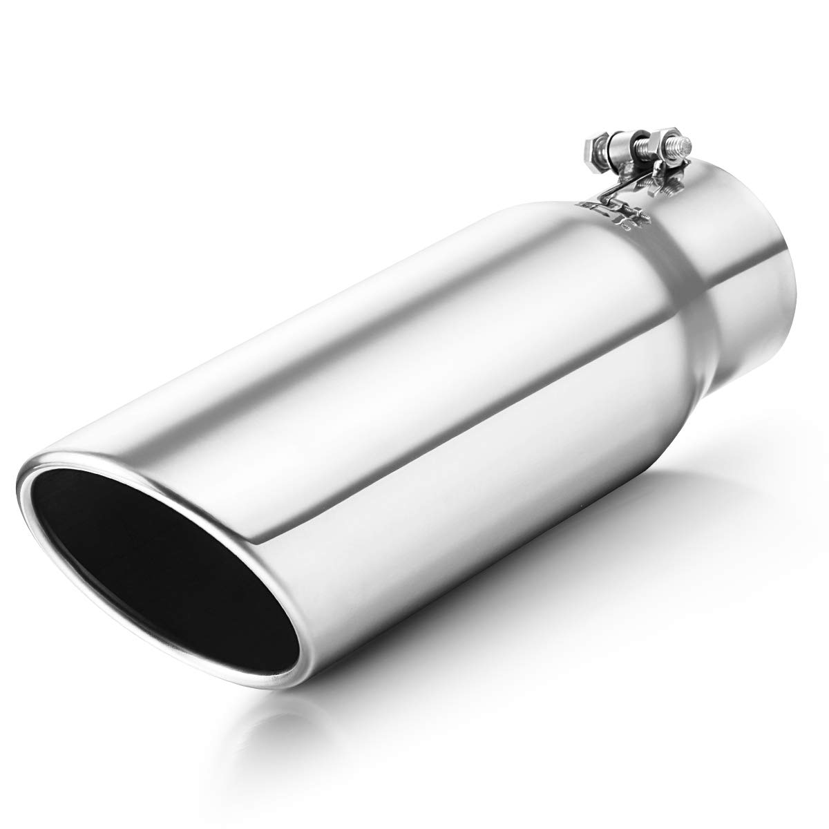 Photo 1 of A-KARCK Exhaust Tip 3 Inch Inlet, Bolt On 3" Inlet 4" Outlet 12" Long Exhaust Tip Stainless Steel Polished Finish For Tailpipe