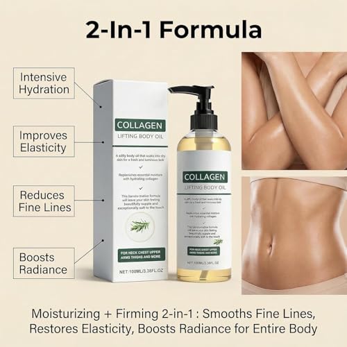 Collagen Lifting Body Oil, 2026 Collagen Oil, Collagen Oil for Firming Skin, Lightweight Moisturizing Oil for Face and Body, Improves Elasticity (2PCS)