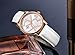 BINGER Women Mother Pearl Dress Watch Rose Gold Sapphire Crystal White Calfskin Leather Strap 553L-W