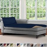 Sofa Shield Original Patent Pending Reversible Sofa Chaise Protector, 102x34 Inch, Washable Furniture Protector, 2 Inch Strap, Chaise Lounge Slip Cover for Pets, Dogs, Kids, Cats, Navy Sand