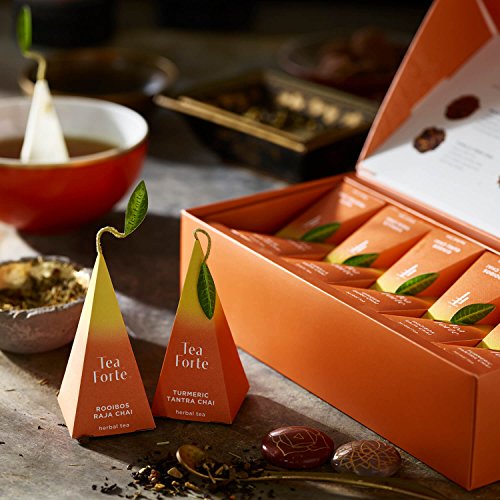Caja Tea Forte para presentación de té, surtido, 10 bolsas de té con forma de pirámide, hechas a mano