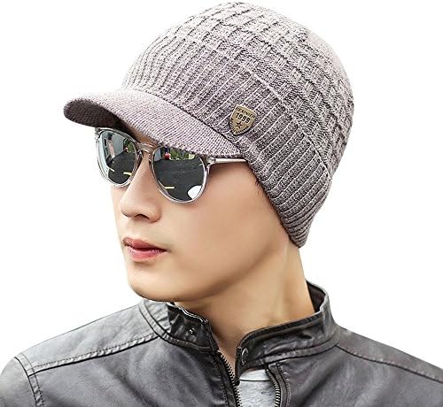 Thenxin Unisex Beanie with Visor,Men Women Wool Knit Ski Caps Baggy Slouchy Beanie with Brim