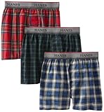 Hanes Big Boys' Platinum  Exposed Waistband Boxer (Pack of 3), Tartan Plaids, Medium