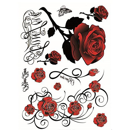 Yeeech Temporary Tattoos Sticker Rose Red Sexy Products for Women Waterproof