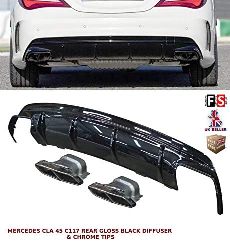 CLA 45 AMG C117 REAR DIFFUSER SPORT EDITION GLOSS BLACK WITH TIPS 12-18