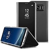Galaxy S8 Case, AICase Luxury Translucent View Window Sleep/Wake Up Function Cover Mirror Screen Flip Electroplate Plating Stand Full Body Protective Case For Samsung Galaxy S8(Black)