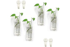 Bunhut Wall Planters for Indoor Plants,Wall Hanging Terrarium Planters,Glass Wall Planters for Floral Arrangement,Hanging Plant Holder, Wall Vase,Wall Mounted Planters (4 Glass Wall Planter)