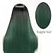 MISSWIG Synthetic Wigs Long Straight Ombre Wig Heat Resistant Fiber Dark Green Black Roots Full Wigs for Black Women with Wig Cap