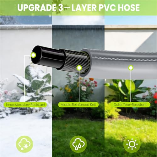 Bietor Retractable Garden Hose Reel, 1/2“ x 45m+2m Upgraded UV Resistant Heavy Duty Wall Mounted Hose Reel with 10 Patterns Nozzle, Any Length Lock, Slow Return System, 180°Swivel Bracket