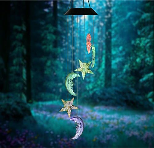 Flyst Solar Power light Wind Chimes Color-Changing Stars and Moons Solar Mobile