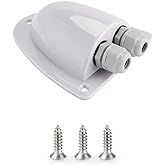 BougeRV White Solar Double Cable Entry Gland Box, RV roof Waterproof ABS Solar Entry housing for RVs, Boats, Yacht, Roofs（White）