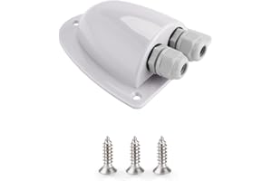 BougeRV White Solar Double Cable Entry Gland Box, RV roof Waterproof ABS Solar Entry housing for RVs, Boats, Yacht, Roofs（Whi