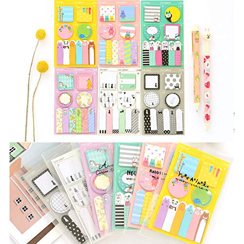 Sticky Notes 6 Set, Self-Stick Removable Sticky Page Markers Cute Cartoon Animal Note Pads Bookmark DIY Sticker Memo Pad Flag Markers for Office School (A) - Thumbnail 6