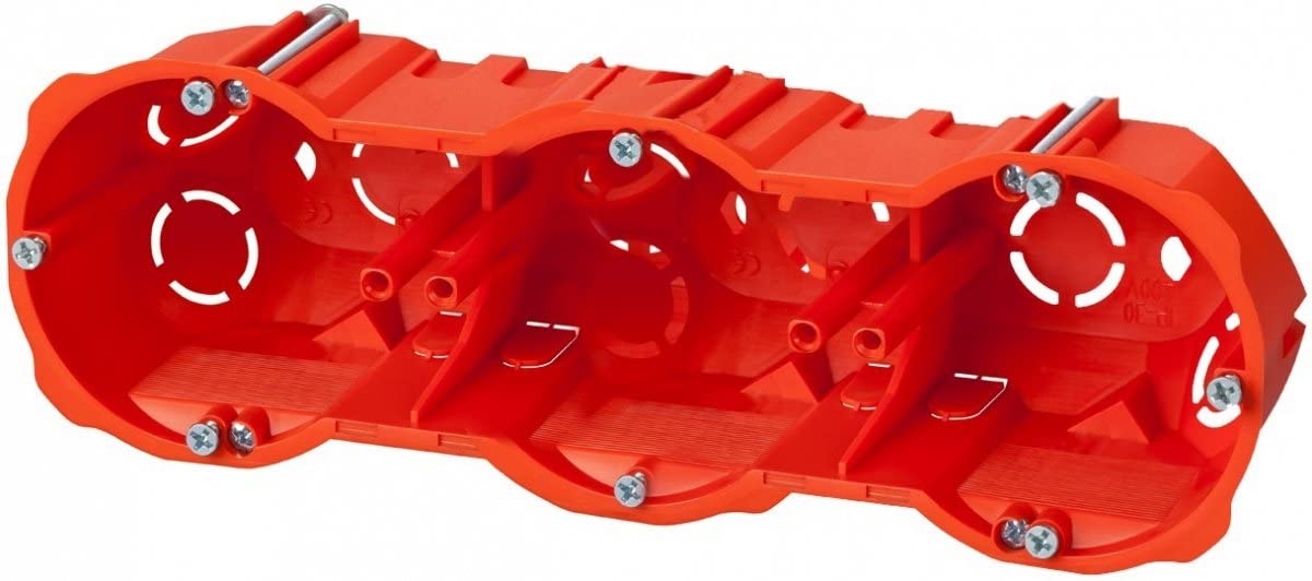 Socket p/t regips 3 x 60 mm deep with Screws red PK-3 x 60 0287-00 Elektro-plast Skin Performance 5901752639911