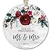 DIGIBUDDHA Rustic Mr & Mrs Ornament First 1st Christmas Married Bridal Shower Gift Newlyweds Bride Groom Farmhouse Ceramic Keepsake Present 3
