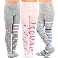 TeeHee (Naartjie) Kids Girls Fashion Cotton Tights 3 Pair Pack (3-5 Years, Multi Dots & Stripes)