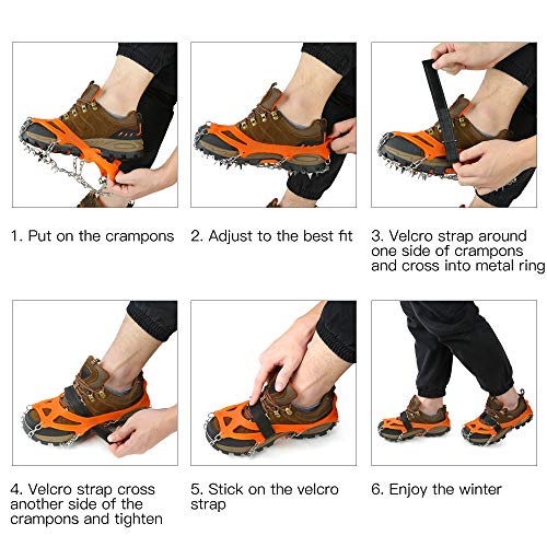 IPSXP Traction Cleats, Ice Snow Grips Crampons for Footwear with 19 Stainless Steel Spikes for Walking, Jogging, Climbing, Hiking on Snow and Ice - L - Thumbnail 4