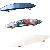 French Barrettes，Acetate Hair Clips for Women Side Clips for Thin Hair，bang clip，pack of 3， (blue， jade white，floral, 2.36‘’)