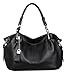 Heshe Womens Leather Handbags Ladies Purse Tote Bag Top Handle Bag Shoulder Bag Cross Body Bag (Black)