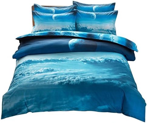 WWQY Spring 3d set of three-dimensional double bed sheets queen universe stars, queen