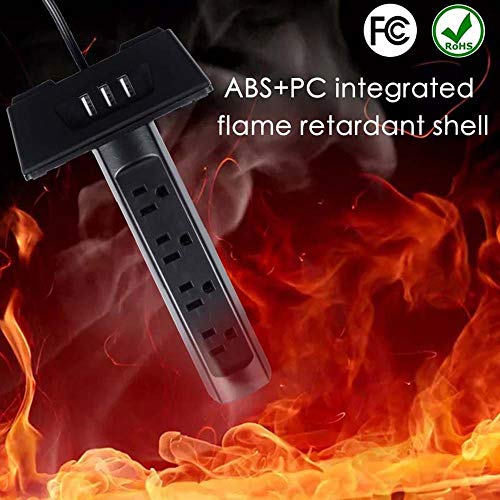 Office Power Strip Table Mount Recessed Surge Protector with USB (18W