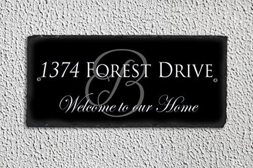 Sassy Squirrel Beautifully Handcrafted and Customizable Slate Home Address Plaque (12"x6" or 18"x8") Improve The Curb Appeal of Your Property with This Bespoke House Sign.