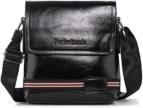 Small Leather Messenger Bag Men's Shoulder CrossBody Pusre Travel Bag Pack Organize