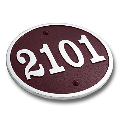 House Number Address Plaque Modern Round Style. Cast Metal Personalised Yard Or Mailbox Sign With Oodles Of Color, Number And Letter Options. Handmade In England By The Metal Foundry Just For You - Thumbnail 5