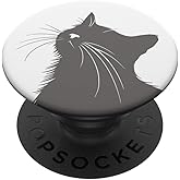 Light Gray White Curious Cat PopSockets Adhesive PopGrip