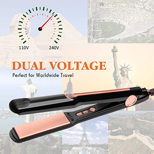 Hair Straightener, MOCREO Professional Flat Iron Ceramic Tourmaline Ionic Technology Hair Straightener 1.25 inch 3D Floating Plate Hair Straightening iron Dual Voltage for Travel