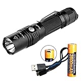 Fenix PD35TAC (PD35 Tactical) 1000 Lumens XP-L LED Flashlight, Genuine Fenix 2600mAh 18650 USB Rechargeable Battery, & LumenTac USB Charging Cable