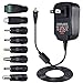 SoulBay 15W Universal 3V 4.5V 5V 6V 7.5V 9V 12V AC DC Adapter Switching Power Supply with 8pcs Interchangeable DC Plugs for Speaker HUB TV Box CCTV Cameras Household Electronics Gizmos