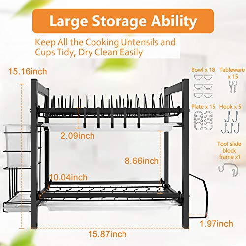Dish Drying Rack with Drain Board ,Tsmine Kitchen Drying Rack Dish