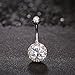 Wxbox 14G Belly Button Ring 1.6mm 316L Surgical Steel Belly Piercing with Clear Zircon (White)