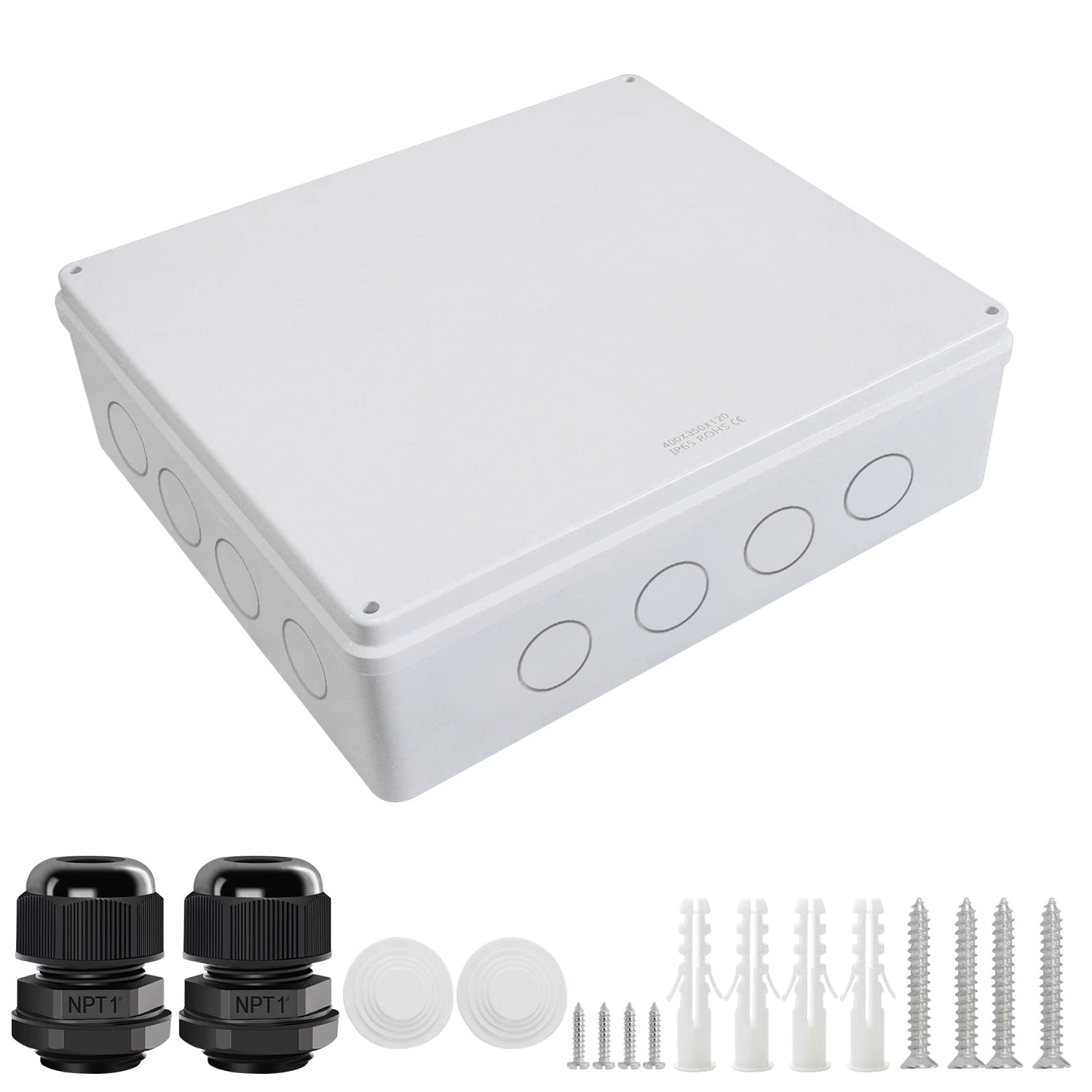 Photo 1 of LeMotech Junction Box, Electrical Box IP65 Water Resistant Dustproof ABS Plastic Project Enclosure for Electronics White 15.7 x 13.8 x 4.7 inch