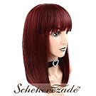 Scheherezade Red Synthetic Wig with Bangs, Fashion Short Bob Wigs for Women Cheap Full Machine Made Straight Cosplay wigs for Halloween (LB02)