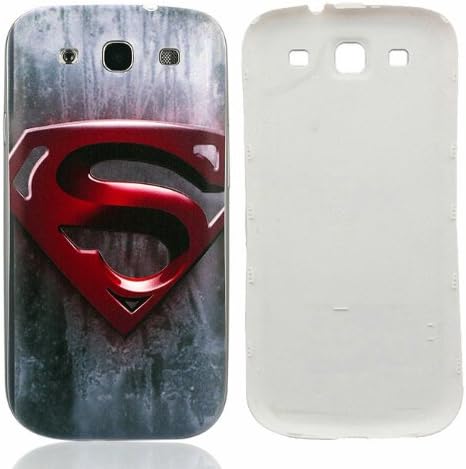 Newlifestart S3 i9300 Red Superman S Pattern Replacement Battery Cover Plastic Back Housing Door for Samsung Galaxy Siii S3 I9300