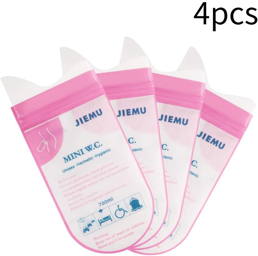 Winbang Portable Urine Bag, 4pcs Pee Bags Urine Bag Disposable Outdoor Emergency Urinate Bags 700CC Mobile Toilets for Kids Women Men