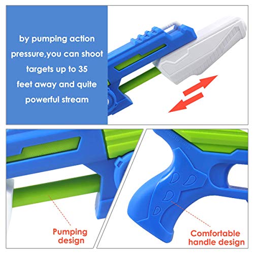DEKIRU 2 Pack Super Water Guns High Capacity Water Soaker Blaster Squirt Gun, Shoots Up to 35 Feet Game Party Favor Toy for Kids and Adults Swimming Pools Outdoor Beach Water Fighting Toys