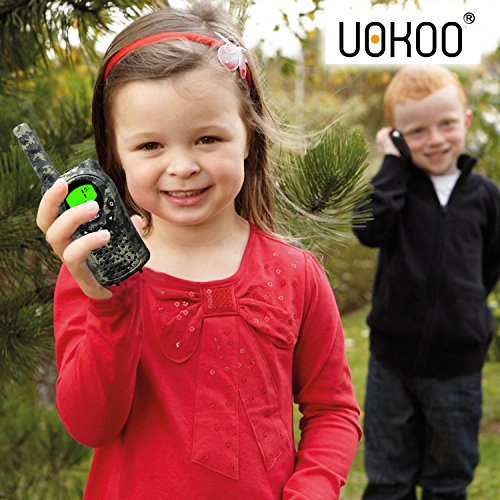 Kids Walkie Talkies, UOKOO Two-Way Radios 22 Channels and Back-lit LCD Screen (up to 6KM in open areas) Walkie Talkies for Kids (1 Pair) Camo T668