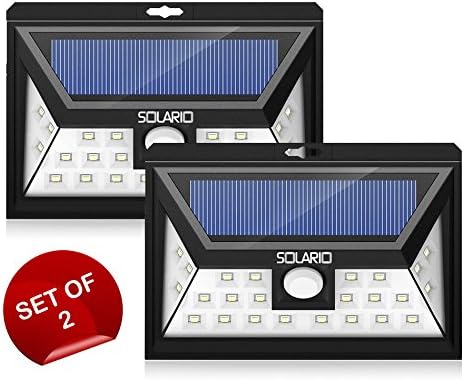 24 LED Wireless Outdoor Security Lights w/ 3LEDs on Sides- Set Of 2- Extra Wide Coverage- Eco Friendly Motion Activated Light- IP65 Waterproof Body- Bright Exterior Flood Lighting (Black)