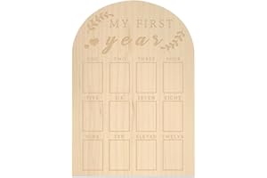 VENEKA My First Year Photo Display Wood Board First Year Photo Frame Milestone Board for Boy Girl Baby Keepsake for Mom