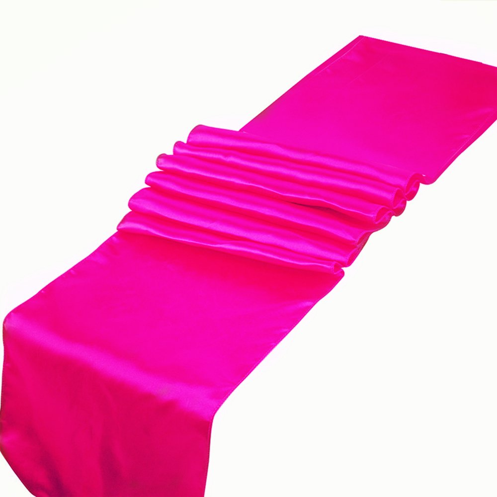 RayLineDo® Pack of 10 12'' X 108'' Satin Table Runners for Wedding Party Banquet Table Party Bridal Decoration in Rose