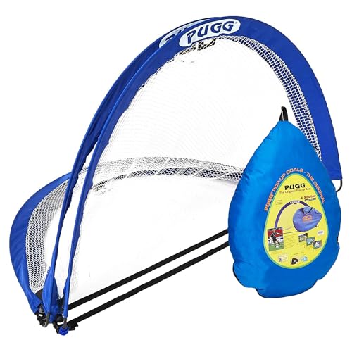 PUGG Pop Up Soccer Goal, Portable Training Football Knitted Poly Net Equipment, The Original Pickup Game Goal, Includes Two Goals & Bag
