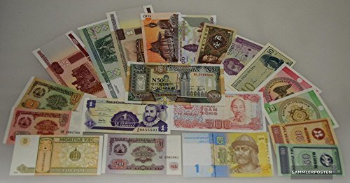 all World 20 different bankfrische Banknotes (Banknotes for collectors)