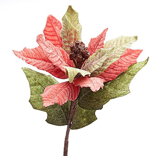 Factory Direct Craft Lovely FLocked Mixed Red and Green Artificial Magnolia Stem - 27