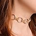 Chicer Fashion Choker Necklace with Annulus for Women and Girls (Gold).