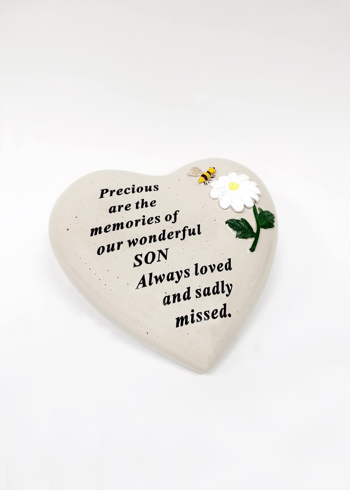 Son Memorial Stone - Bee Daisy on Heart - DF18314-H