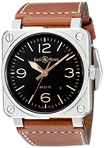 Bell & Ross Men's BR03-92GLDHERTG Analog Display Swiss Automatic Brown Watch