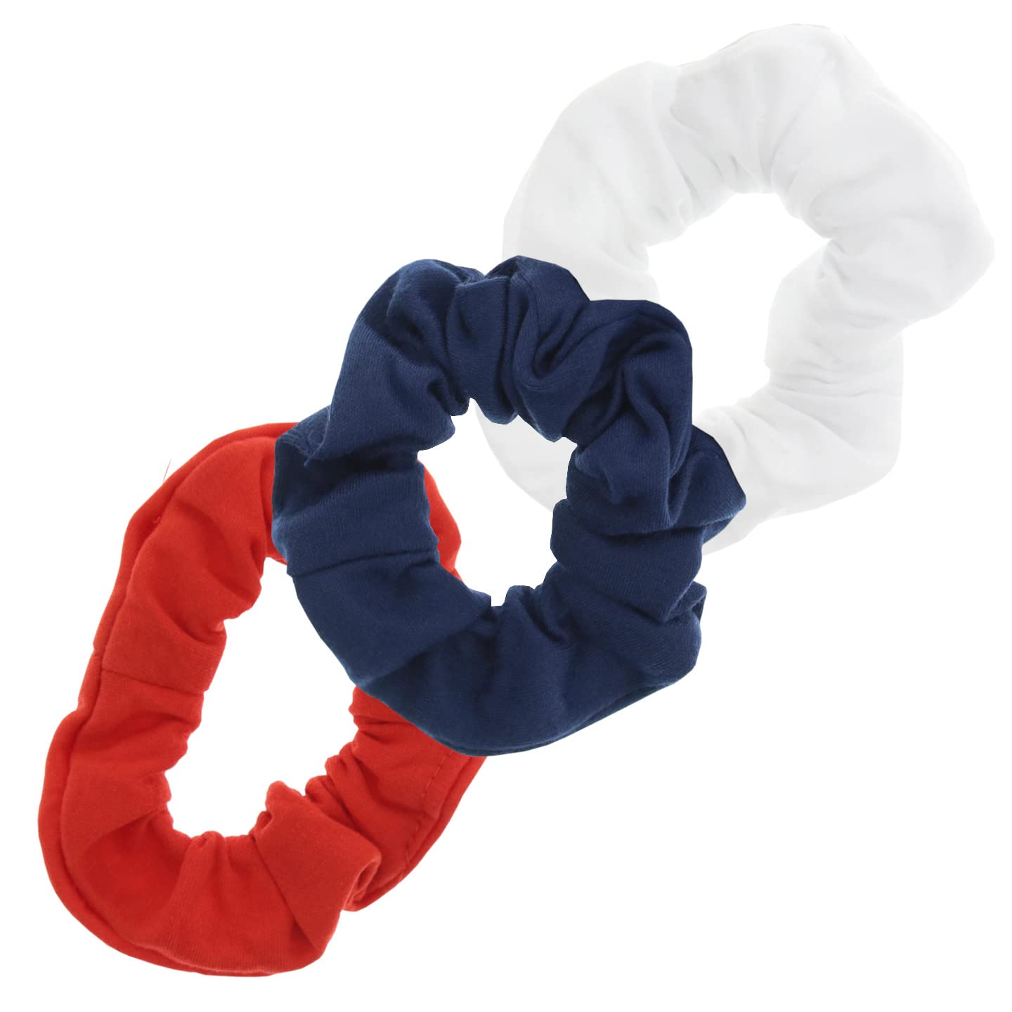 Topkids Accessories Soft Jersey Fabric Hair Scrunchie Scrunchies Scrunchie Bobble Elastic Hair Band Hair Scrunchies For Women, Ladies, Girls, Children - Pack Of 3 (Nautical - Red, White, Navy Blue)